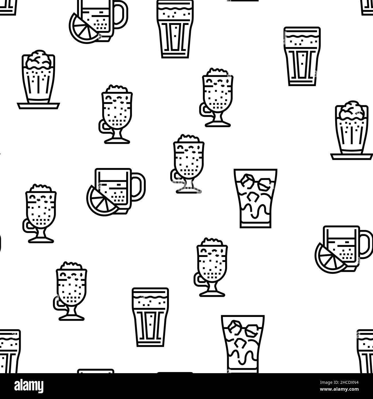 Types de café boissons énergisantes Vector sans coutures Illustration de Vecteur