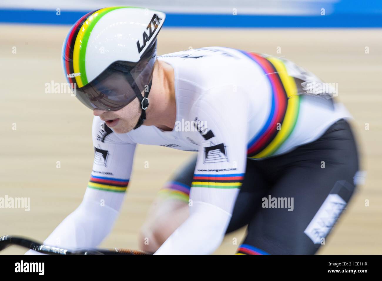 APELDOORN, 28-12-2021, Omnisport Stadium, piste cyclisme des championnats nationaux néerlandais.Harrie Lavrijsen pendant les qualifications de Keirin (photo par Pro Shots/Sipa USA) *** droits mondiaux sauf Autriche et pays-Bas *** Banque D'Images