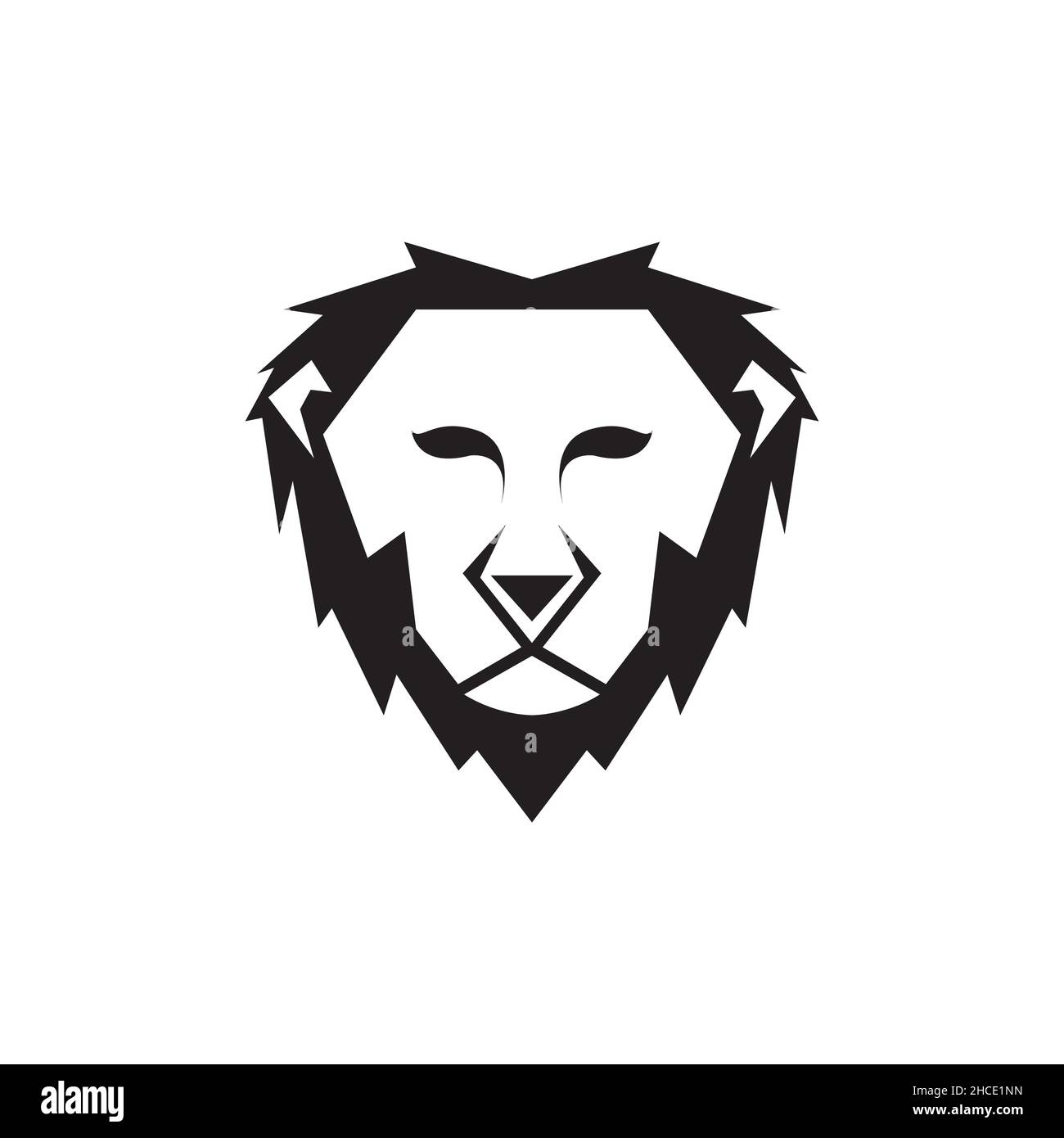 face géométrique tête logo lion design vecteur graphique symbole icône signe illustration idée créative Illustration de Vecteur