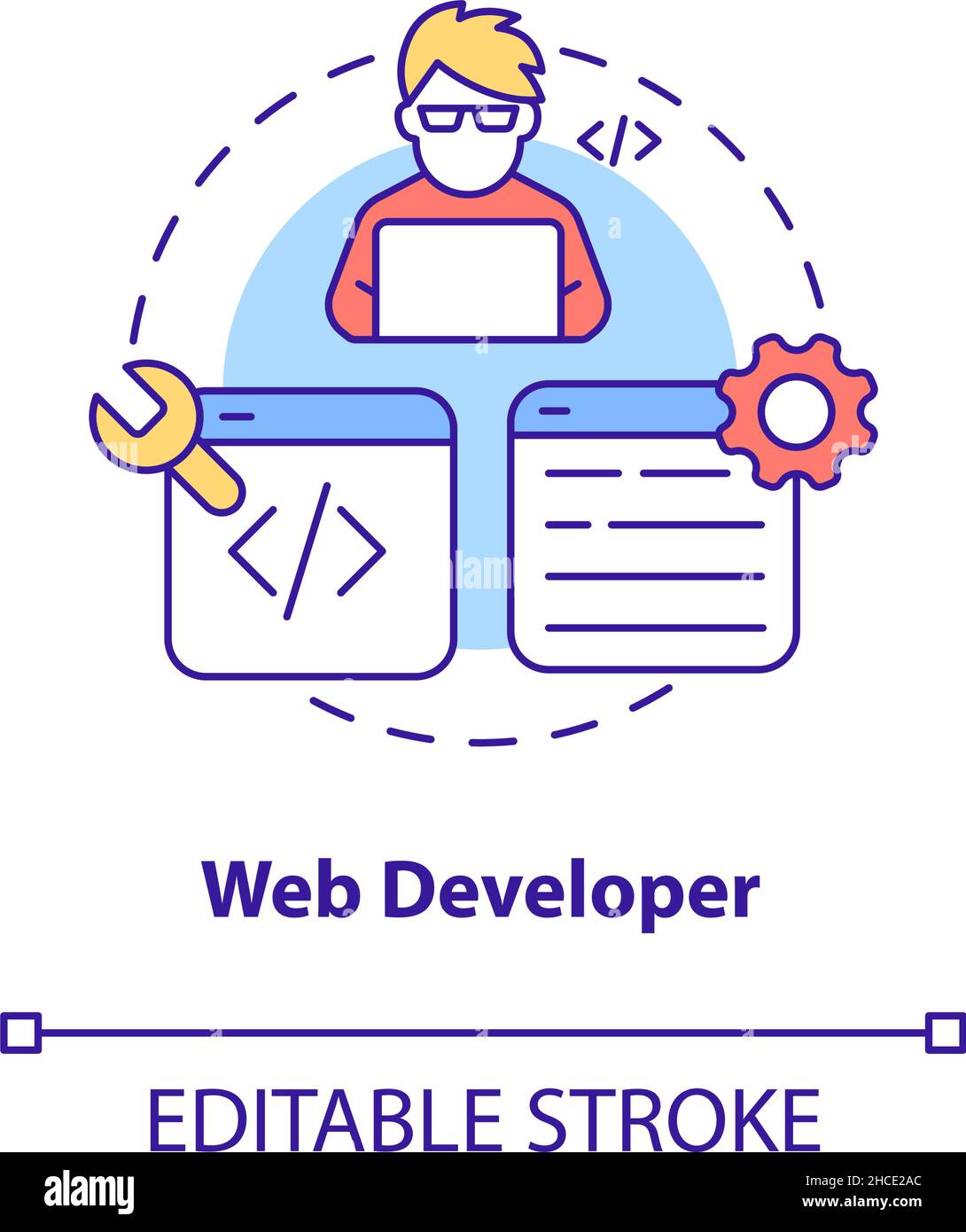 Icône de concept de développeur Web Illustration de Vecteur
