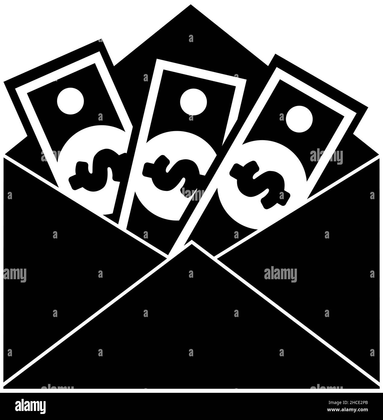 Enveloppe de silhouette noire avec salaire.L'icône d'enveloppe monétaire. Illustration de Vecteur