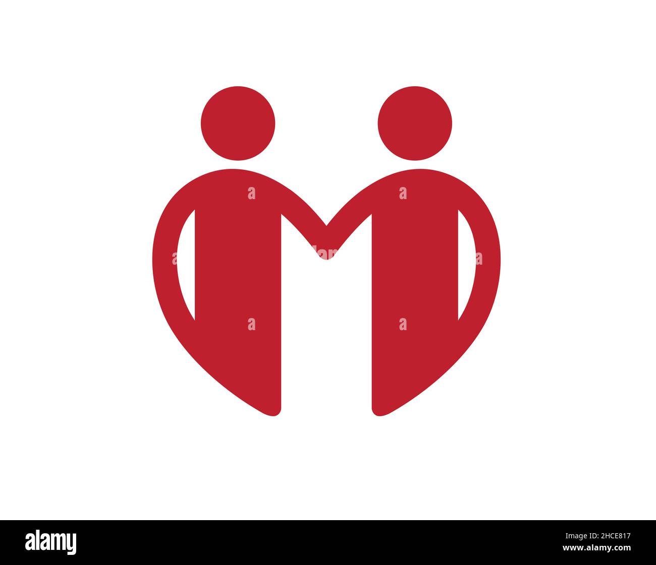 Creative Red couple Familly deux personnes amoureux mari femme mariage symbole vecteur logo Illustration de Vecteur