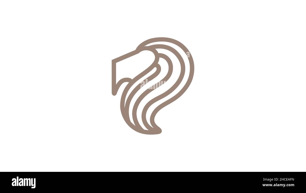 Symbole vectoriel du logo de la tête de lion marron créatif Illustration de Vecteur
