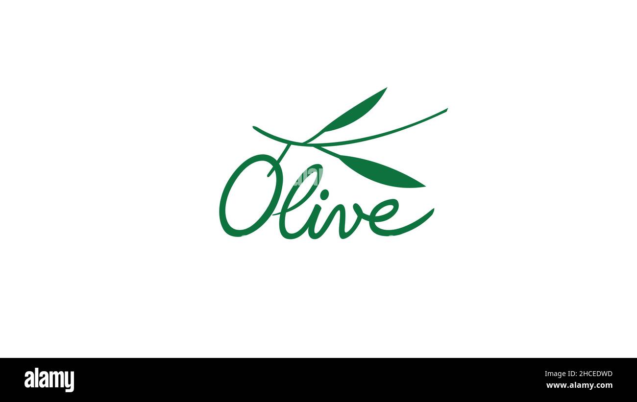 Texte Creative Olive Leaves symbole logo Vector Illustration de Vecteur