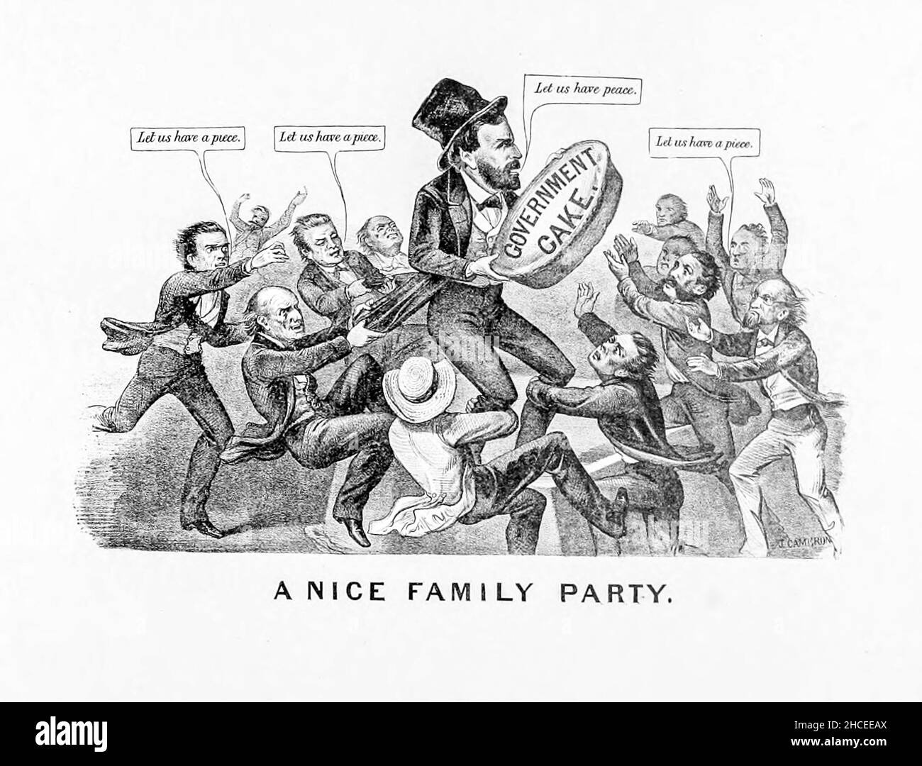 Une fête de la famille de Nice issue d'une collection de caricatures relatives à la guerre civile publiée en 1892 sur le papier lourd Banque D'Images