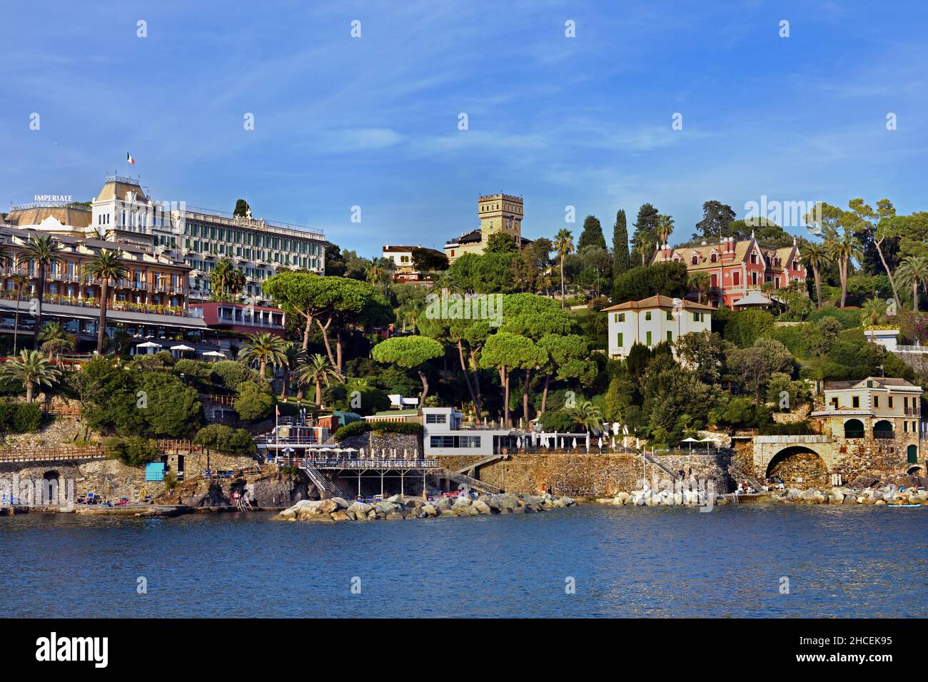 Route côtière - Riviera des fleurs - Riviera dei Fiori entre Portofino Rapallo et Camogli Italie, italienne, Méditerranée. Banque D'Images