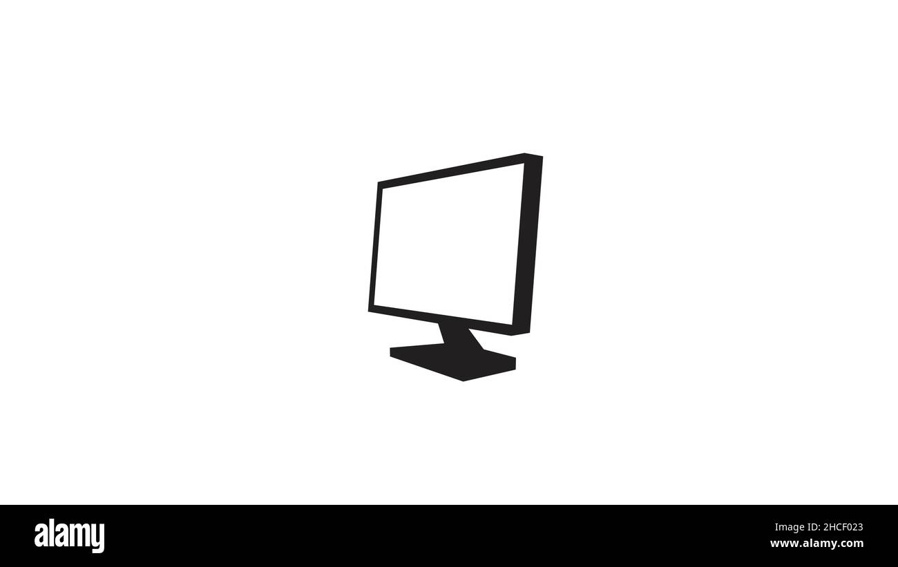 Vecteur de conception du logo de l'écran d'ordinateur du moniteur noir Illustration de Vecteur