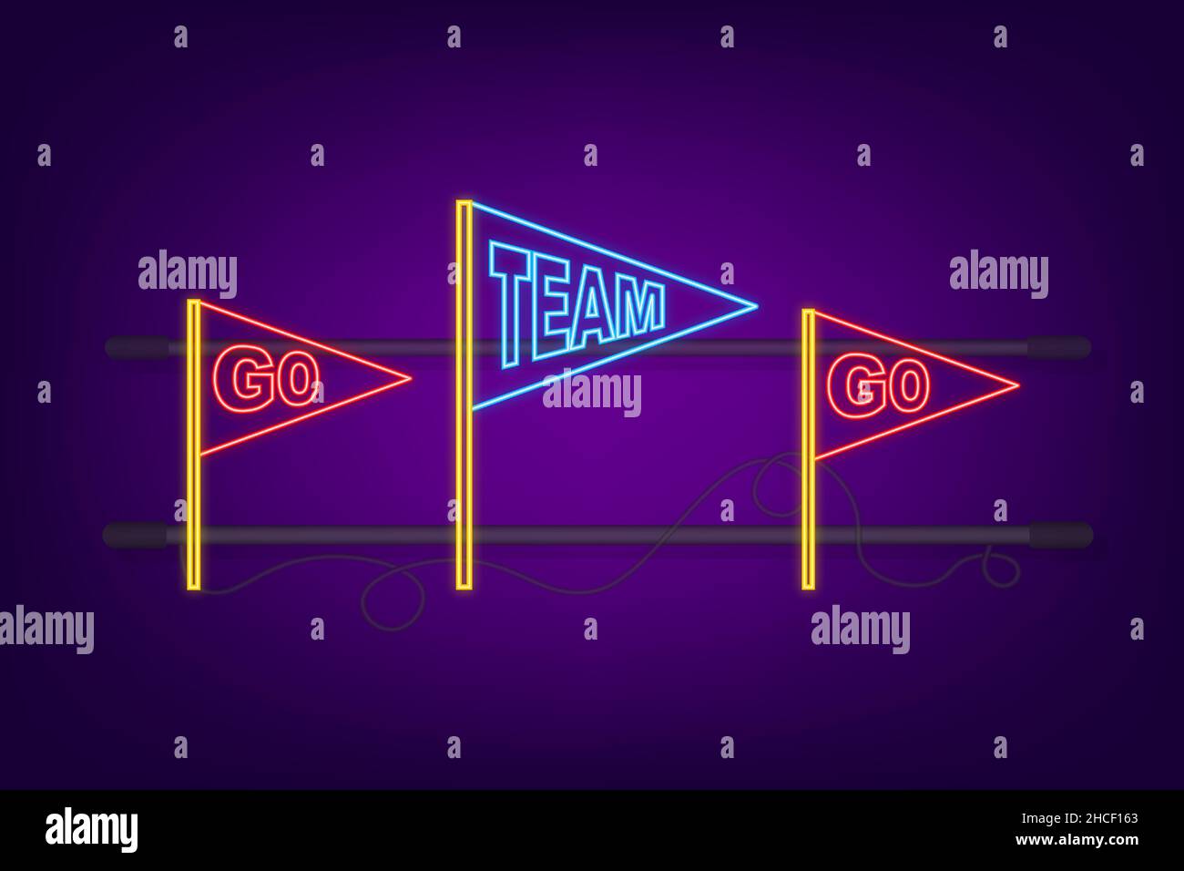 Bannière néons triangle Go.Faites équipe avec un style de dessin animé.Illustration du stock vectoriel. Illustration de Vecteur