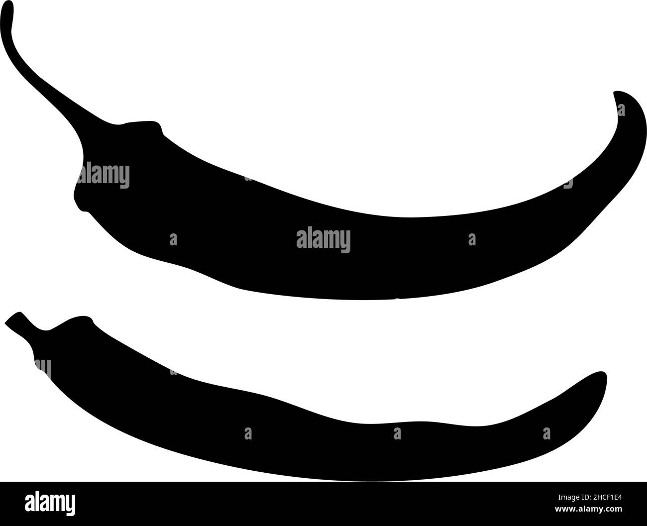 Silhouettes deux piments chauds. Illustration de Vecteur