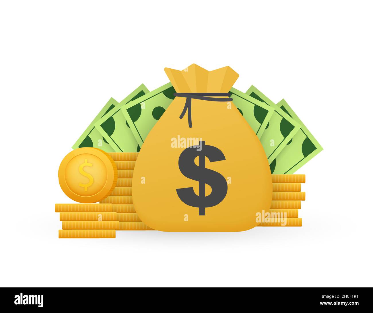 Modèle de logo Bag of Money, Sack of Money.Tas d'argent comptant.Illustration vectorielle. Illustration de Vecteur