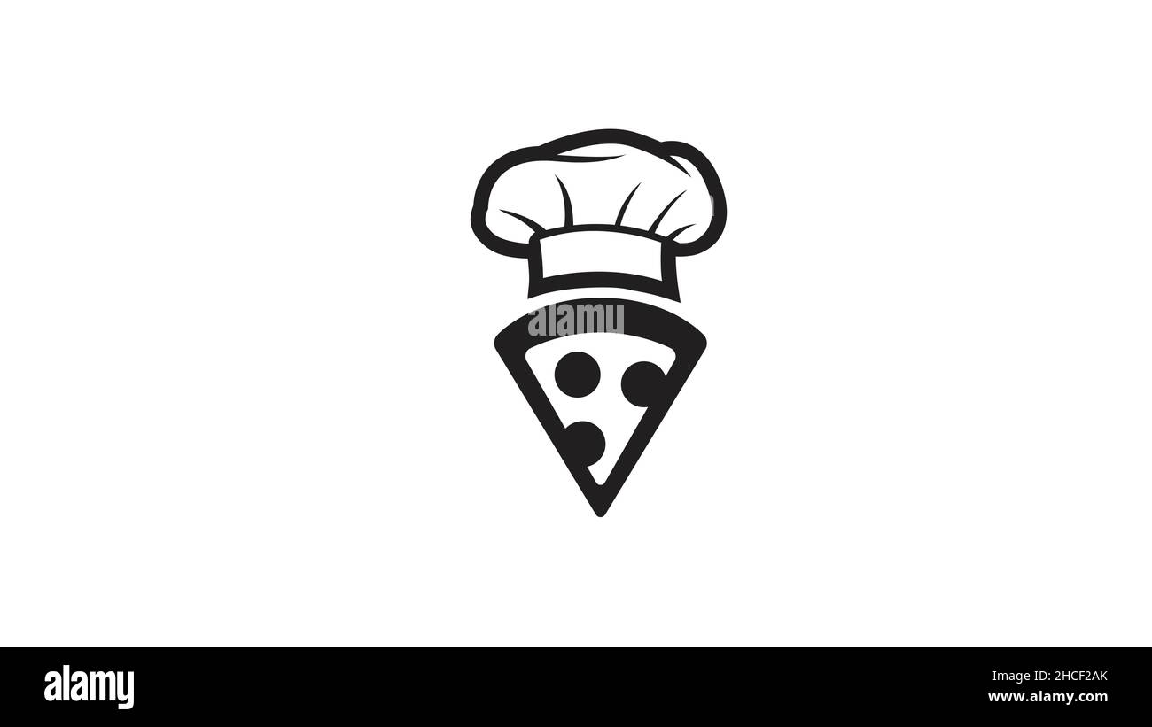 symbole vectoriel du logo représentant une pizza avec chapeau de chef créatif Illustration de Vecteur