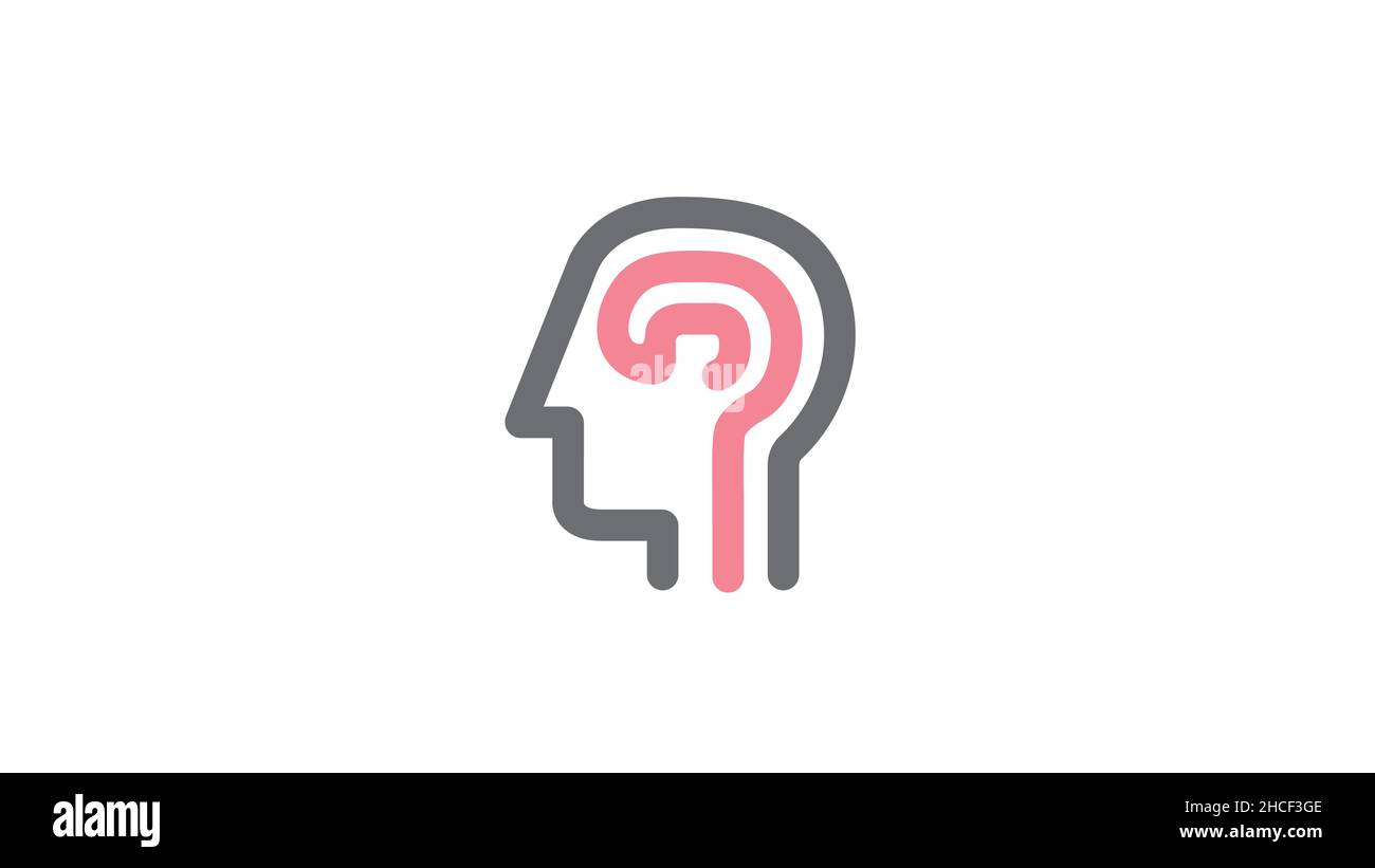 symbole vectoriel orange créatif du logo de la tête du cerveau humain Illustration de Vecteur