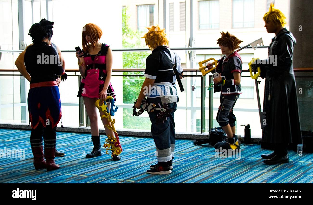 Kingdom Hearts Cosplays au centre de congrès de Galaxycon Raleigh, Raleigh, Caroline du Nord, 27th juillet 2019 Banque D'Images