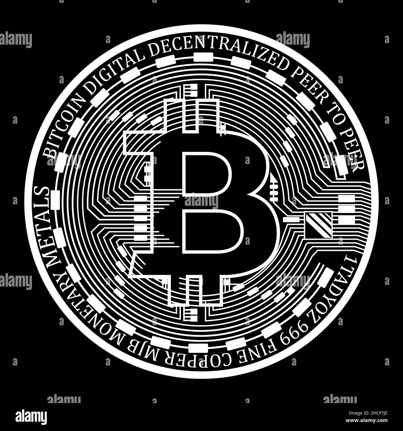 Icône Bitcoin, symbole de paiement.Logo crypto-monnaie.Symbole du change de  devises virtuel.Design noir et blanc.Internet finance pièces, isolé v  simple Image Vectorielle Stock - Alamy