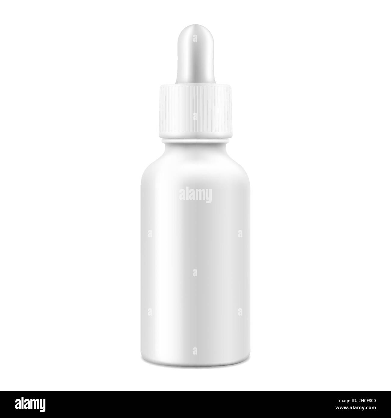 Flacon compte-gouttes nasal blanc brillant, isolé sur fond blanc.Récipients médicaux.Modèle de maquette d'emballage réaliste.3D Illustration vectorielle. Illustration de Vecteur