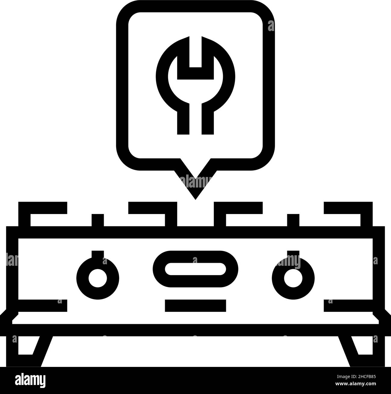 illustration vectorielle de l'icône de la ligne de réparation de la cuisinière Illustration de Vecteur