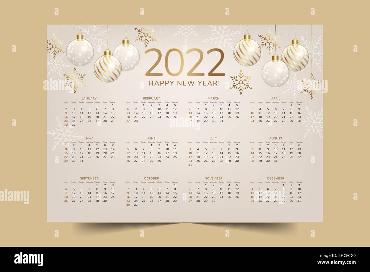 modèle de calendrier réaliste 2022 illustration vectorielle abstraite Illustration de Vecteur