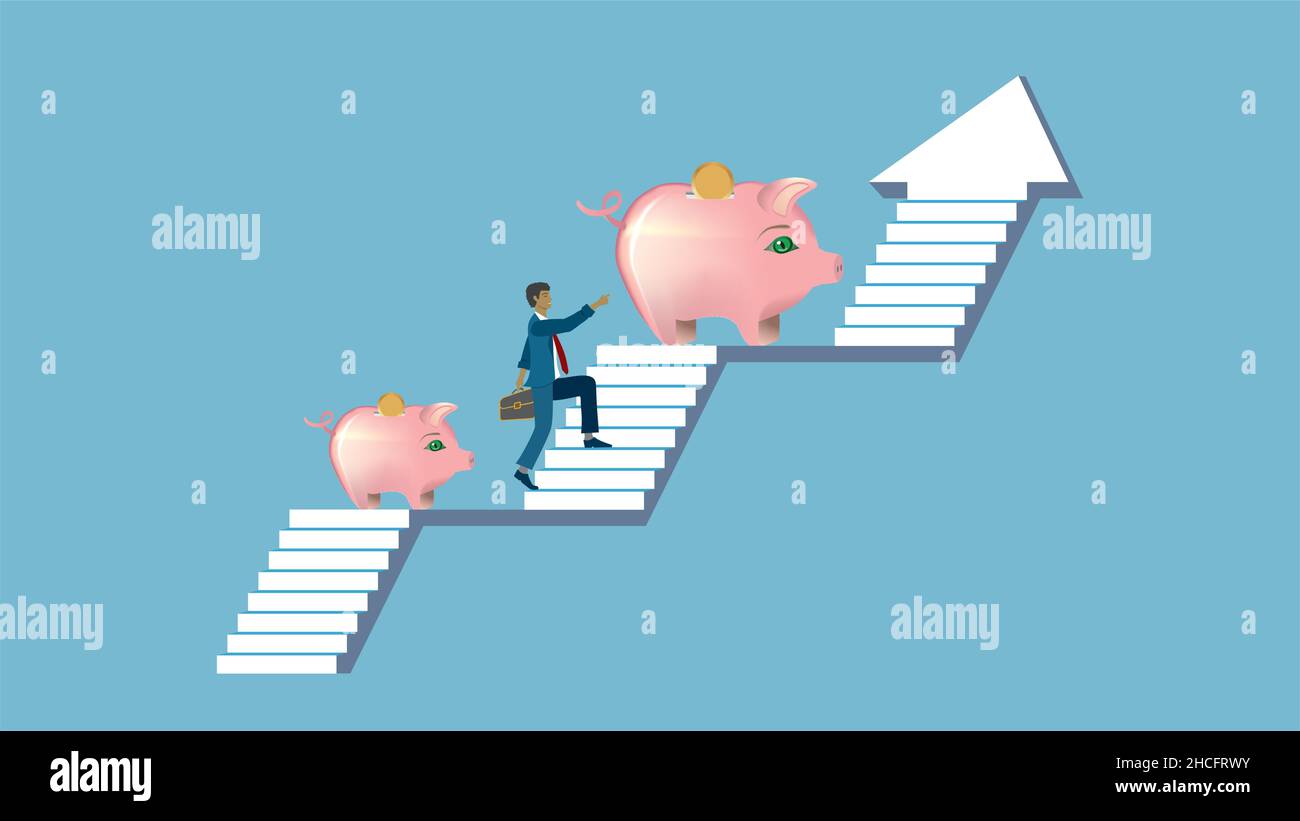 Homme qui va pour les gros gains.Illustration vectorielle.Dimension 16:9.EPS10. Illustration de Vecteur