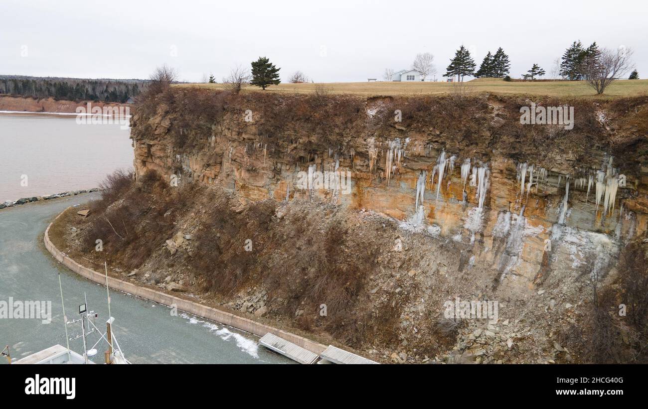 Morristown, Nouvelle-Écosse, Canada, décembre 25 2021.Port de Morristown Aerial Cribbons point.Luke Durda/Alamy Banque D'Images