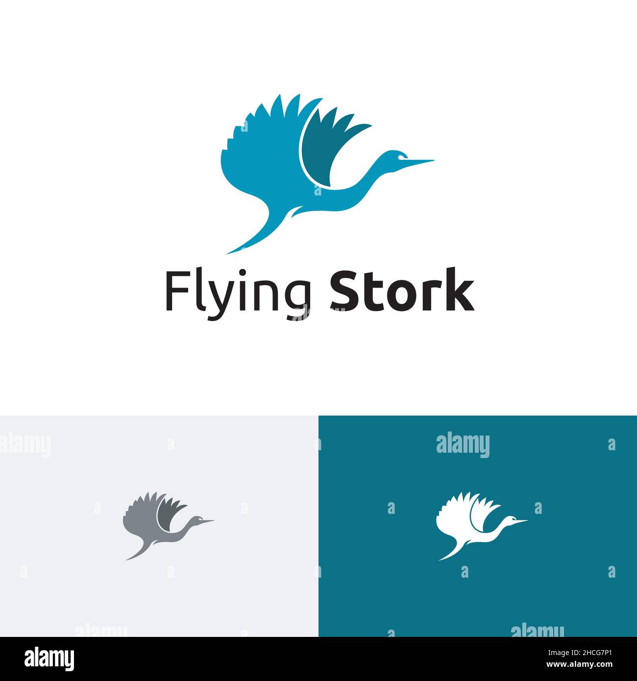 Heron de porc Egret Hern ailes volantes oiseau nature logo animal Illustration de Vecteur
