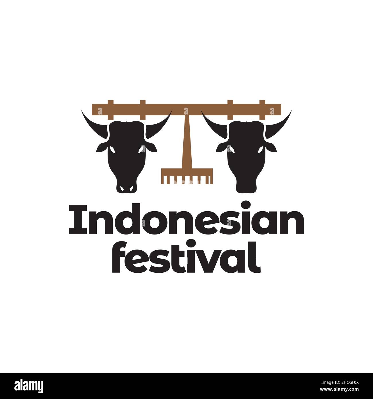 labour traditionnel avec vaches logo design vecteur graphique symbole icône signe illustration idée créative Illustration de Vecteur