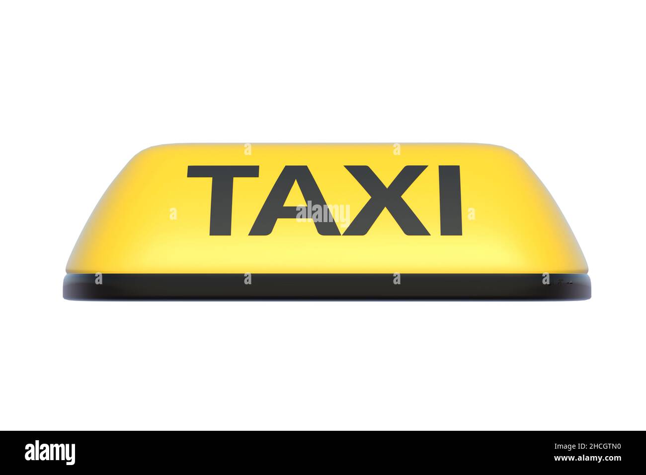 Panneau de taxi jaune isolé sur fond blanc.3d rendu Banque D'Images