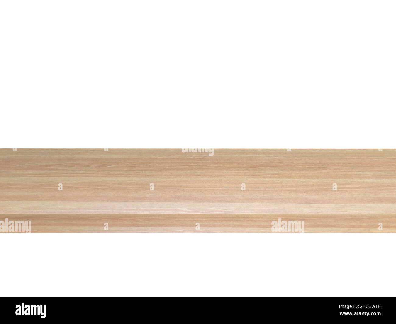 Table en bois, comptoir en bois sur fond blanc Banque D'Images