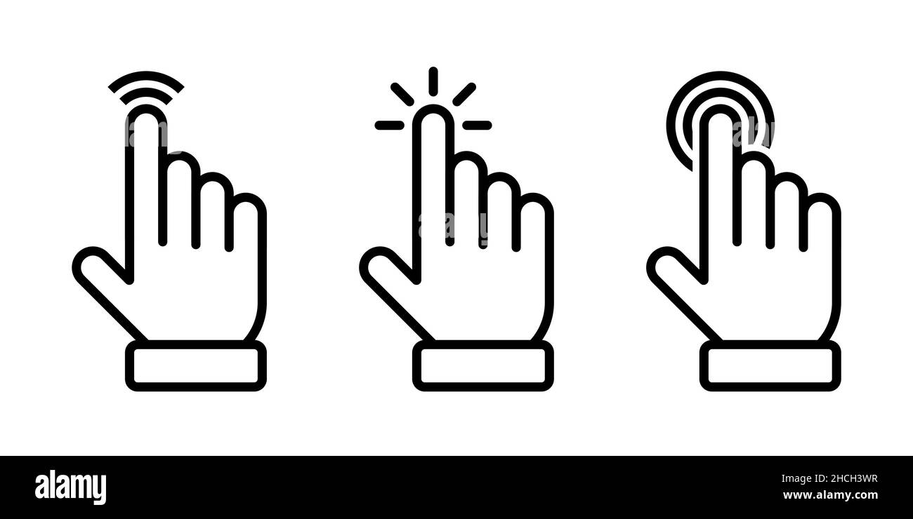 L'icône de la main du curseur définit le style de ligne Illustration de Vecteur
