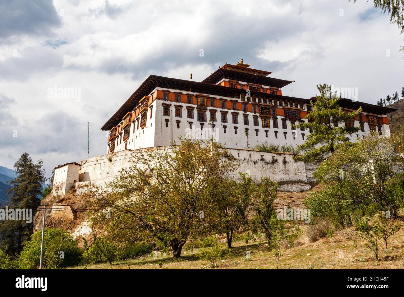 Extérieur du monastère Rinpun Dzong à Paro, Bhoutan, Asie Banque D'Images