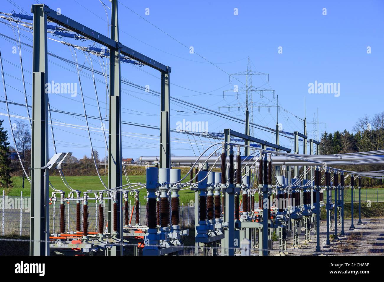 Station de transformation près de Kempten, Allgaeu, Bavière, Allemagne Banque D'Images