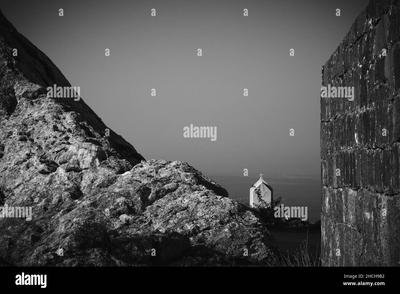 Chapelle de Damir Tomljanovic Gavran, noir et blanc, Croatie Banque D'Images