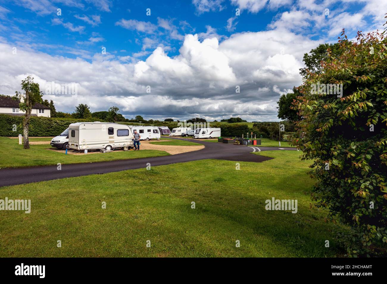 Bourton sur le site Water Caravan and Motorhome Club ; Royaume-Uni Banque D'Images