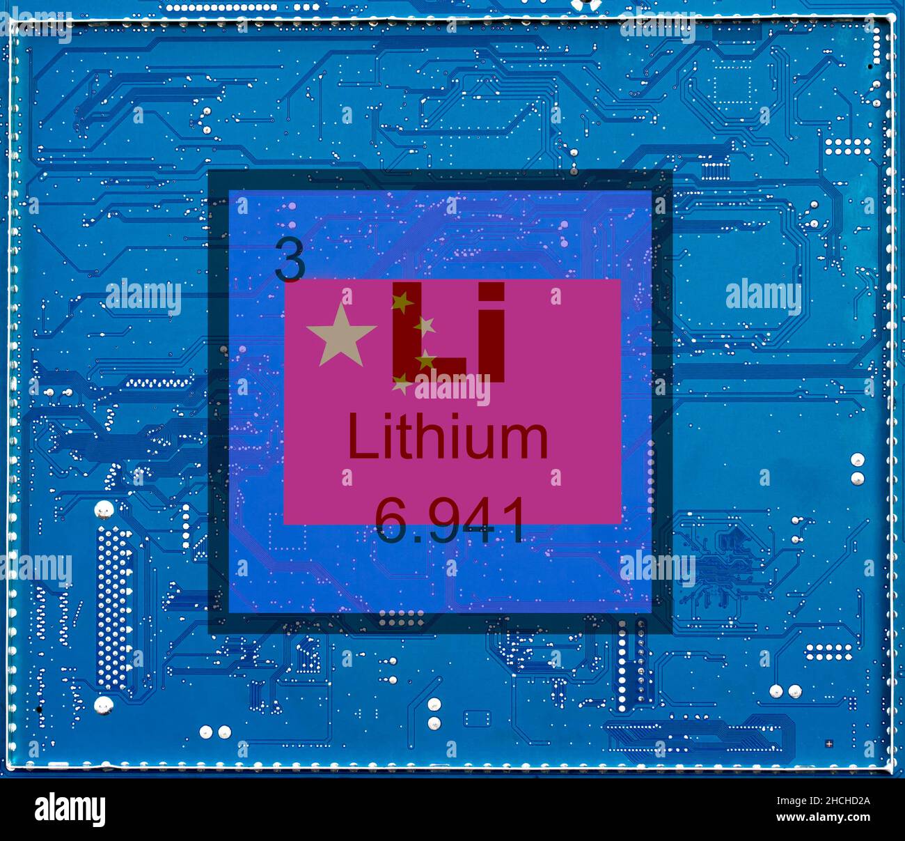 Lithium élément chimique avec le symbole Li et le numéro atomique 3 Banque D'Images