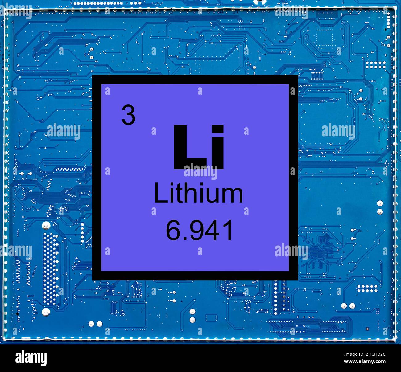 Lithium élément chimique avec le symbole Li et le numéro atomique 3 Banque D'Images