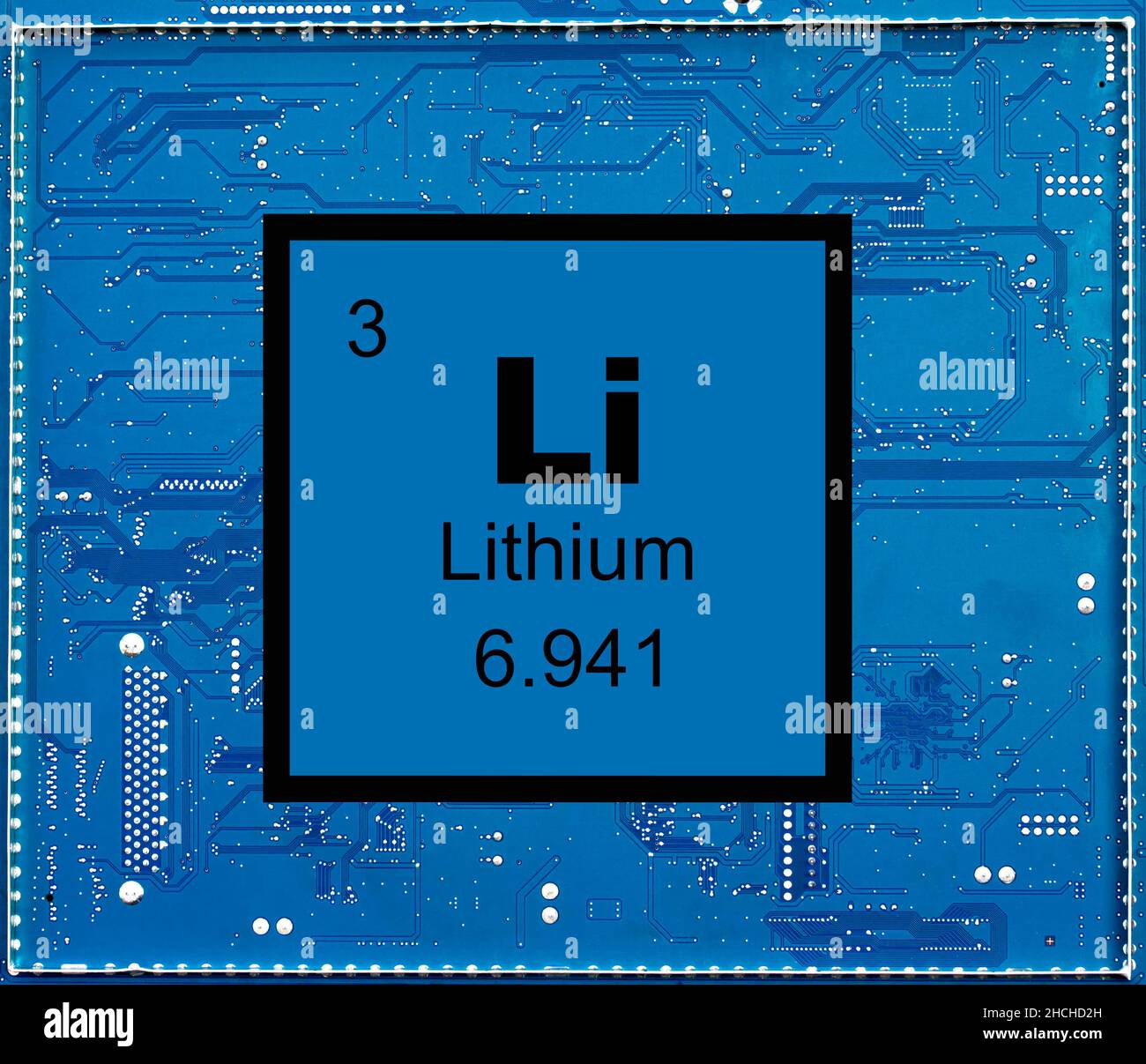 Lithium élément chimique avec le symbole Li et le numéro atomique 3 Banque D'Images