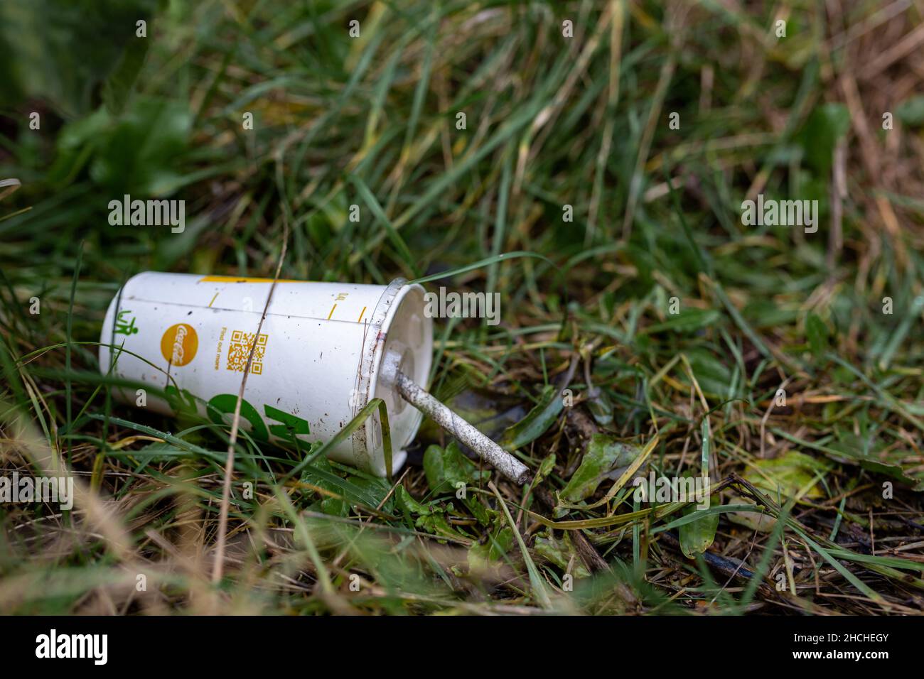 Bawdsey, Suffolk, Royaume-Uni janvier 06 2021 : déchets de litière et de déchets dans un endroit de beauté local près d'une plage.Litière, environnement, plage propre concep Banque D'Images