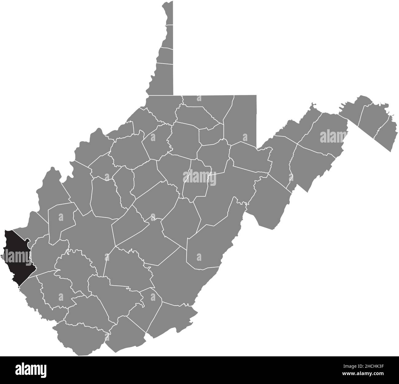 Carte physique de la virginie occidentale Banque de photographies et d