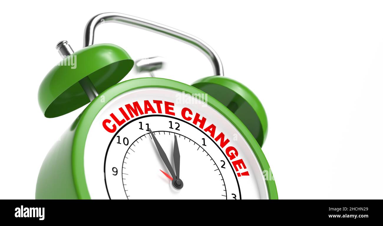 Le changement climatique ou la protection du climat en un mot avec un réveil vert Banque D'Images