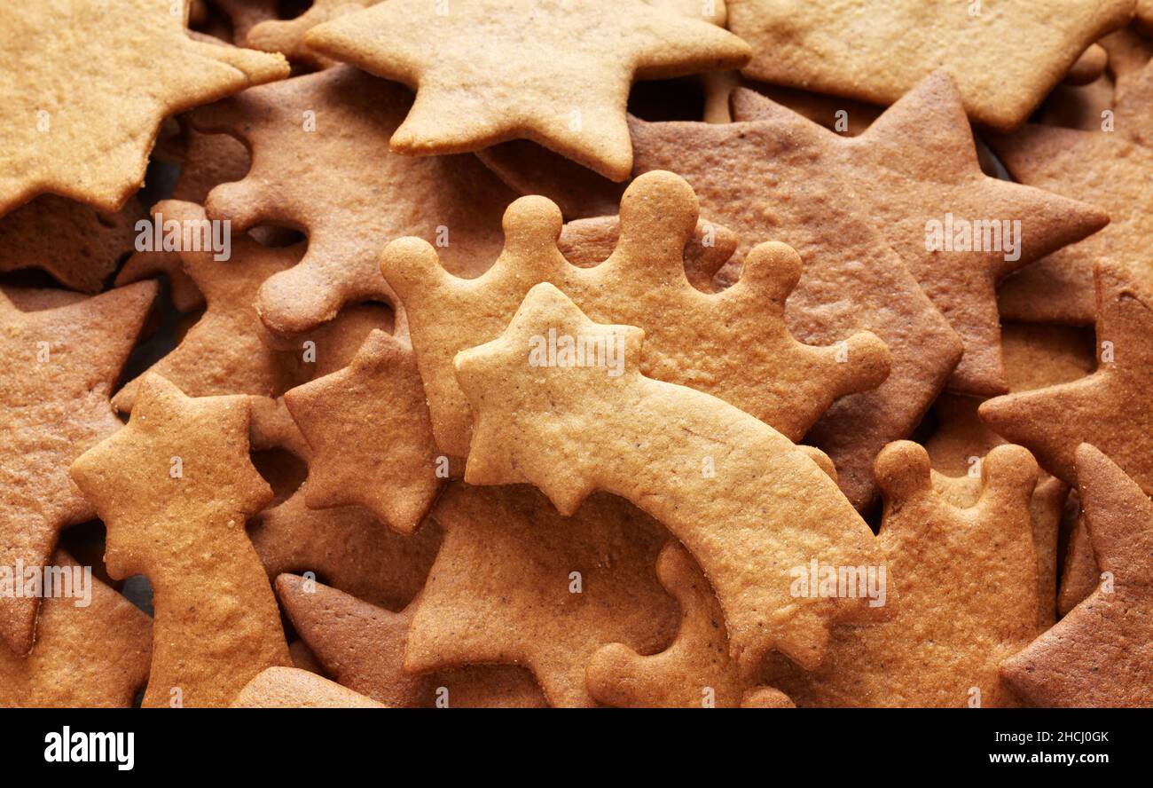 Gros plan de biscuits maison au pain d'épice, mise au point sélective. Banque D'Images