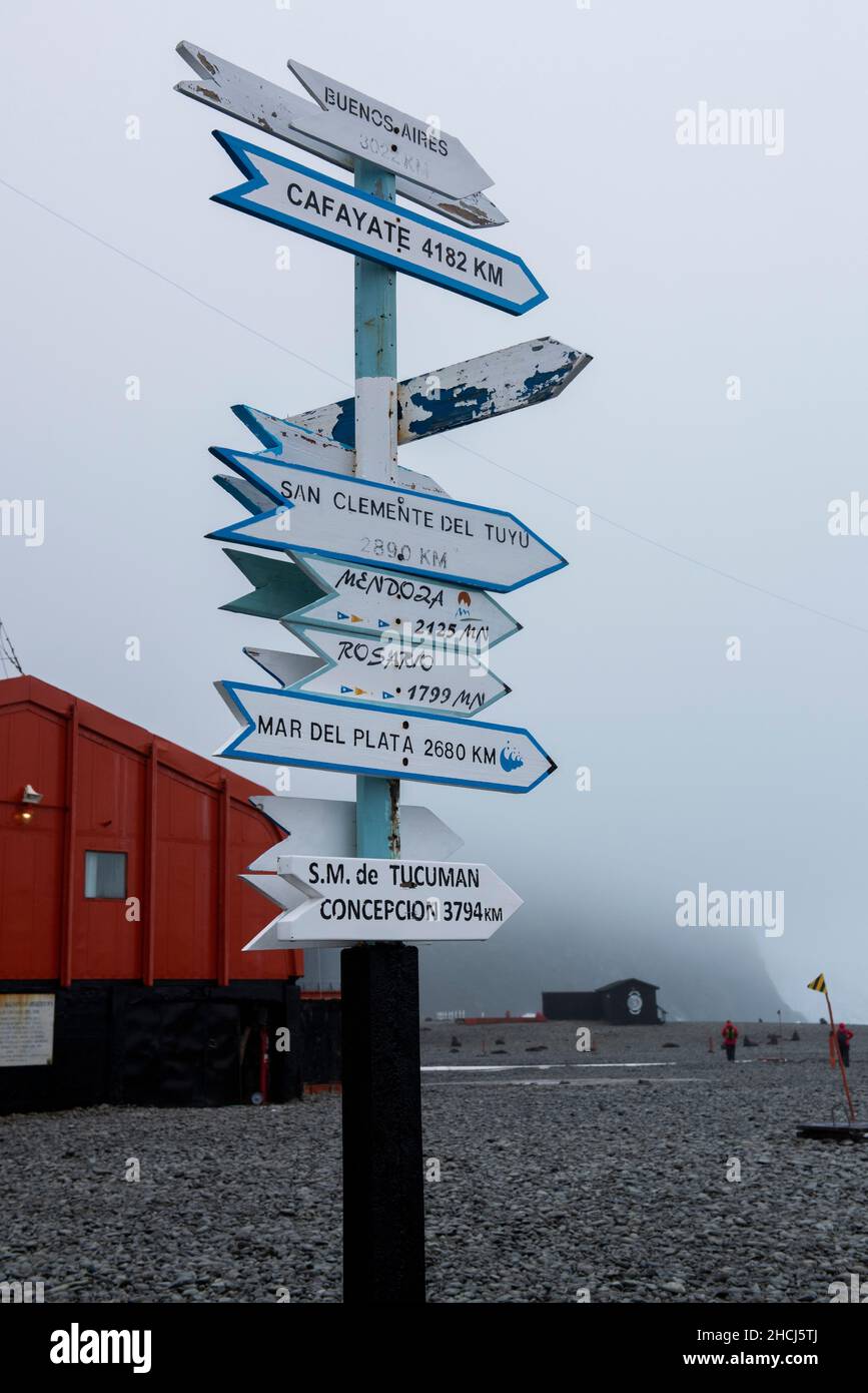 Antarctique, îles Orcades du Sud, île Laurie, station Orcadas.Station de recherche scientifique Argentine, la plus ancienne des stations antarctiques. Banque D'Images