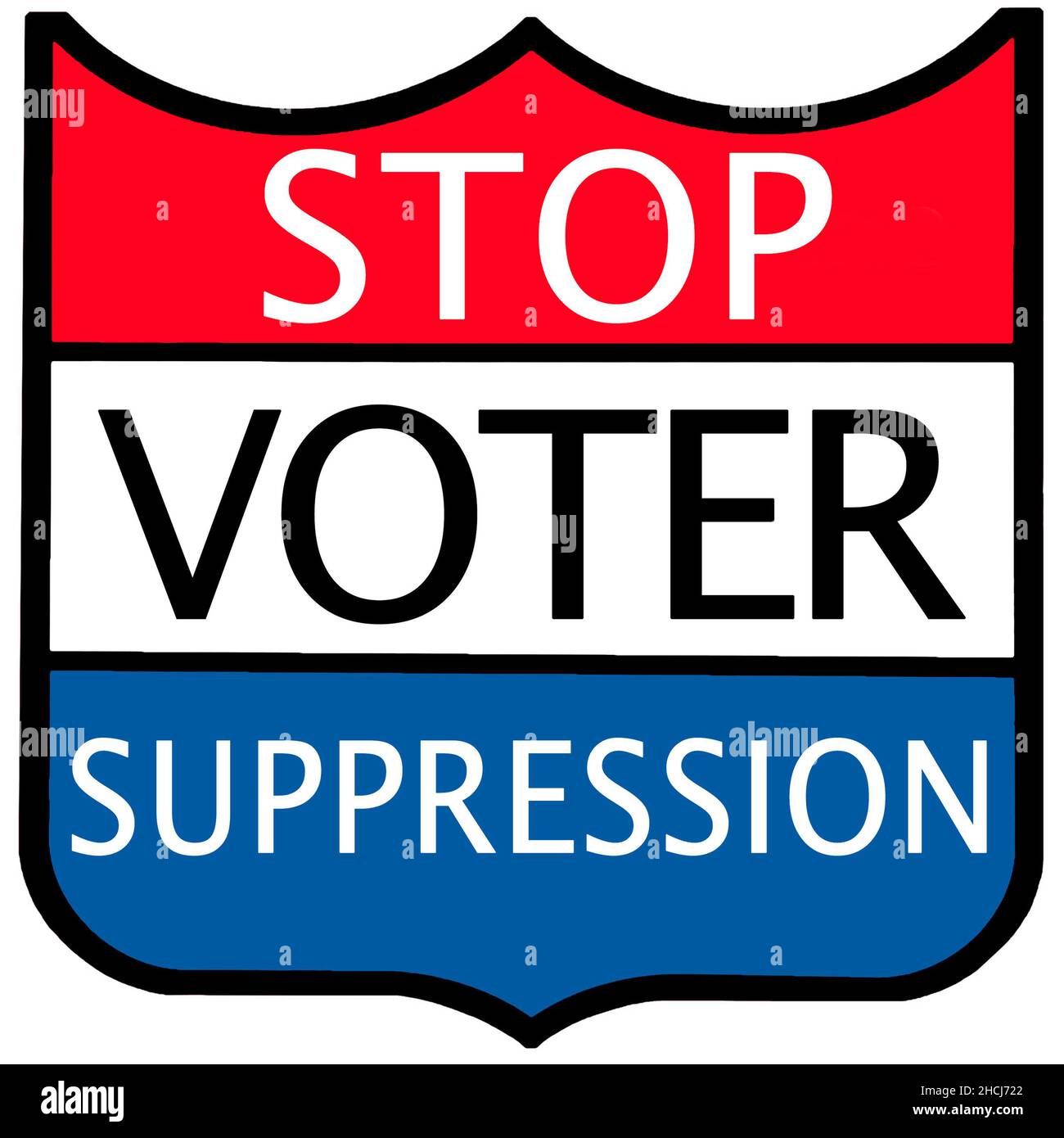 Rouge, blanc et bleu, emblème « Stop votant Suppression » Banque D'Images