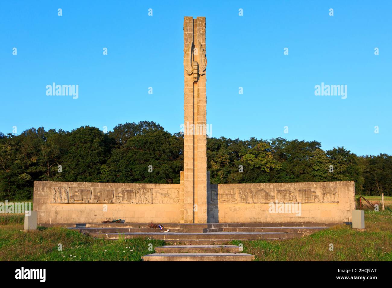 Le Monument de la voie sacrée de la première Guerre mondiale (Monument de la voie sacrée) alias le Mémorial du train à Nixéville-Blercourt (Meuse), France Banque D'Images