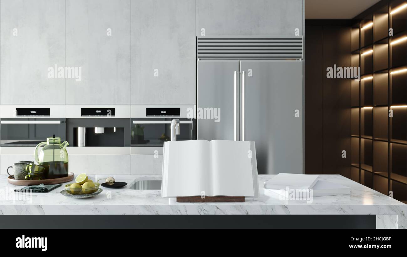 Maquette de livre couverture vierge bloc-notes face et face arrière bloc-notes modèle vide magasin transparent modèle Premium photo Banque D'Images