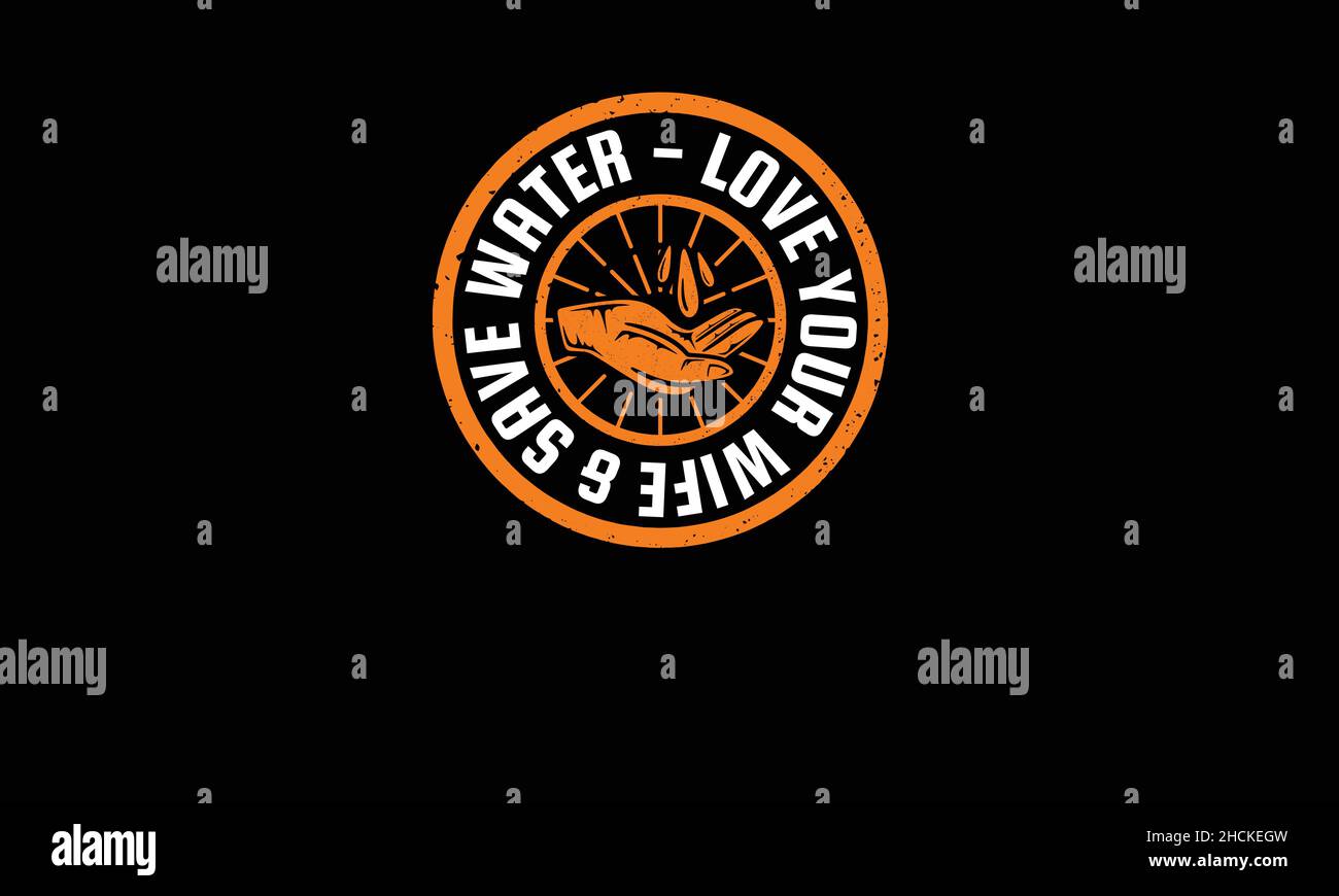 aimez votre femme et économisez de l'eau ou de l'eau jour de la terre monogramme texte modèle de vecteur Illustration de Vecteur