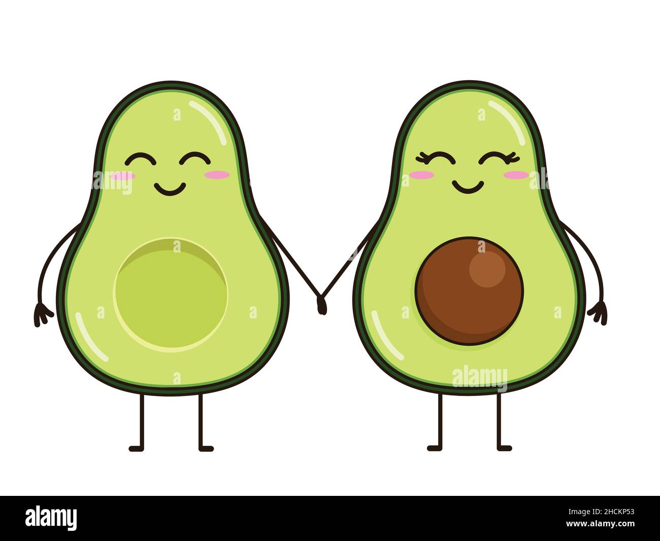 Icône adorable Avocado Vector.Dessin animé Avocado illustration isolée sur fond blanc. Illustration de Vecteur