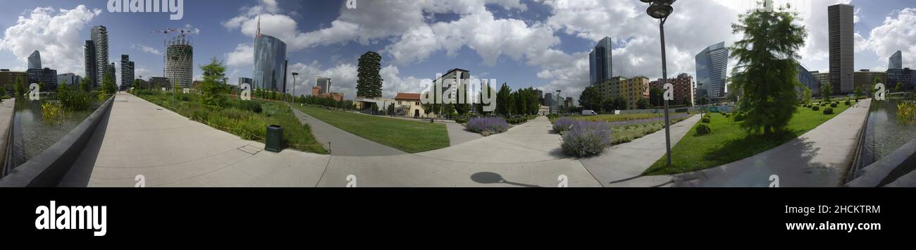 Europe, Italie, Lombardie, Milan, quartier Porta Nuova,Ex Varesine.Da sx: palazzo Diamantonone, Torre Solaria, Nido Verticale, Bosco Verticale, Rasoio, Banque D'Images