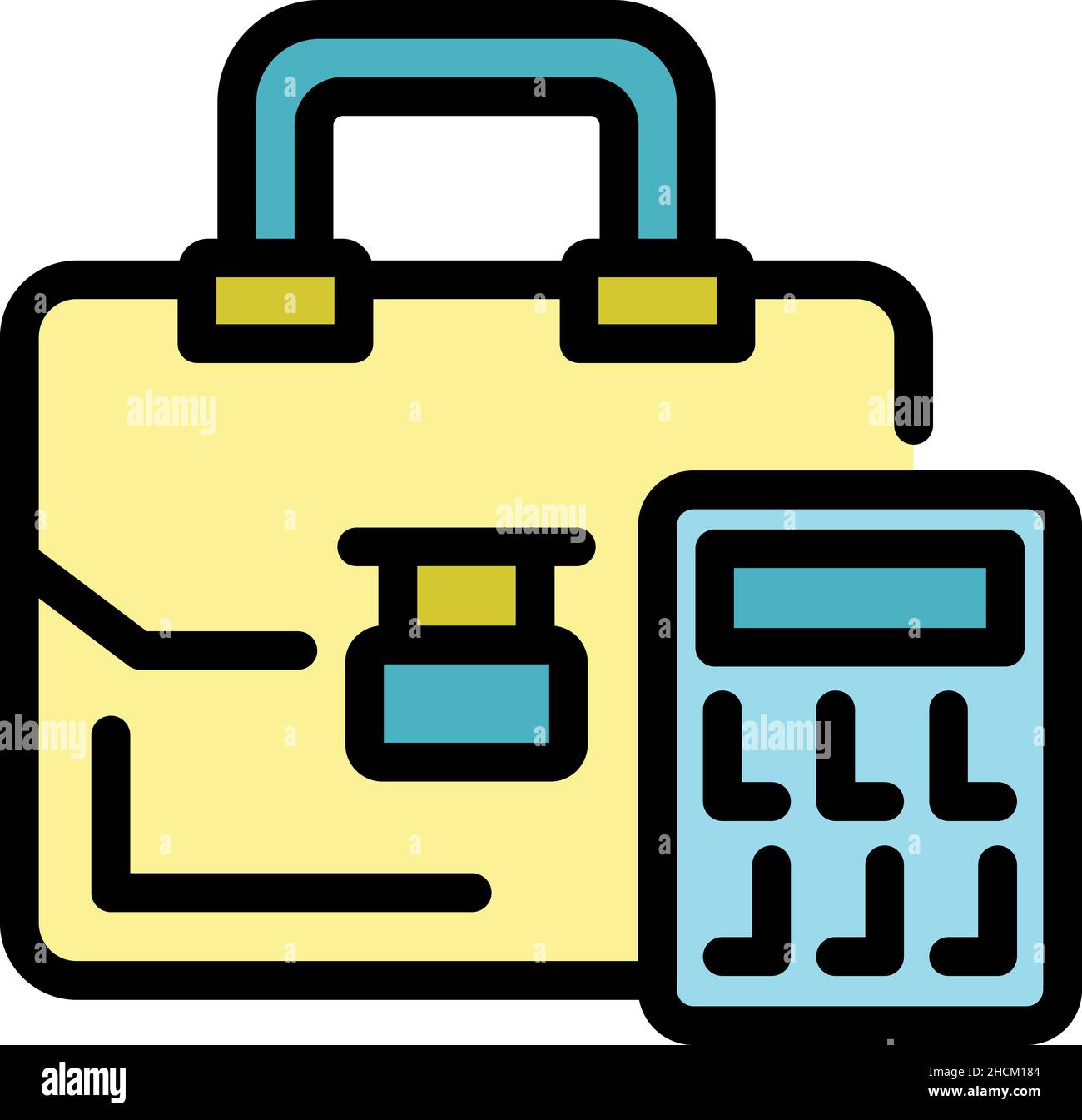 Icône valise et calculatrice.Contour valise et calculatrice vecteur icône couleur isolé plat Illustration de Vecteur