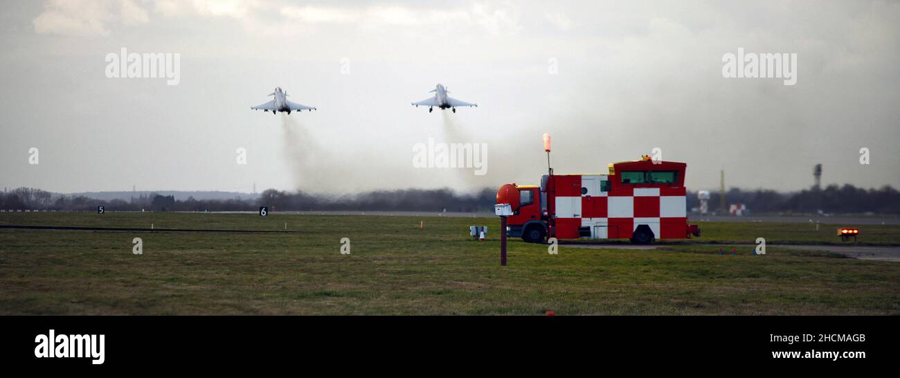 Un avion de chasse militaire britannique, QRA, pour intercepter des avions non identifiés ou menacer RAF Coningsby, Lincolnshire Banque D'Images