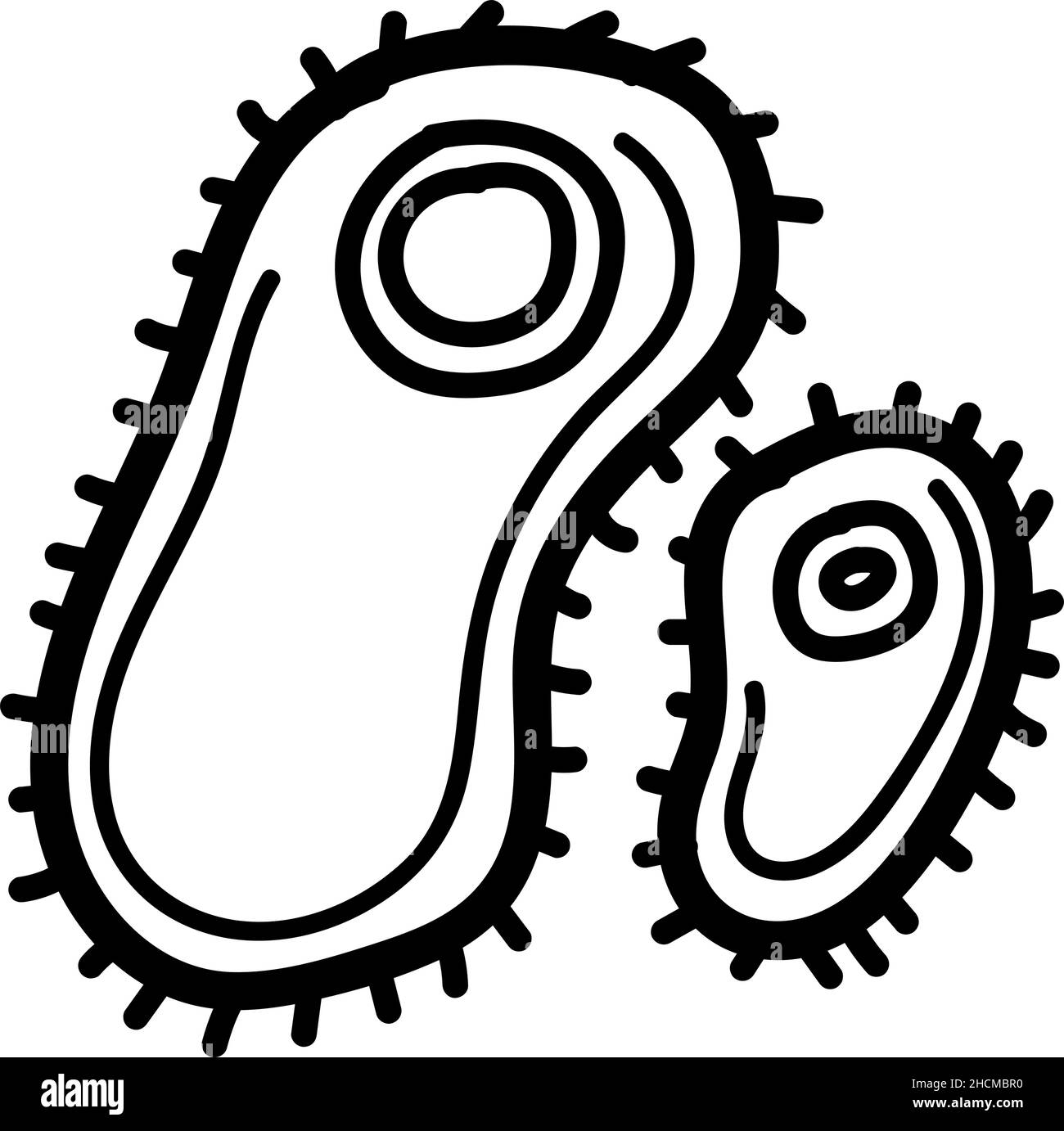 Main dessiné quelques microbes icône dans le style doodle isolé Illustration de Vecteur