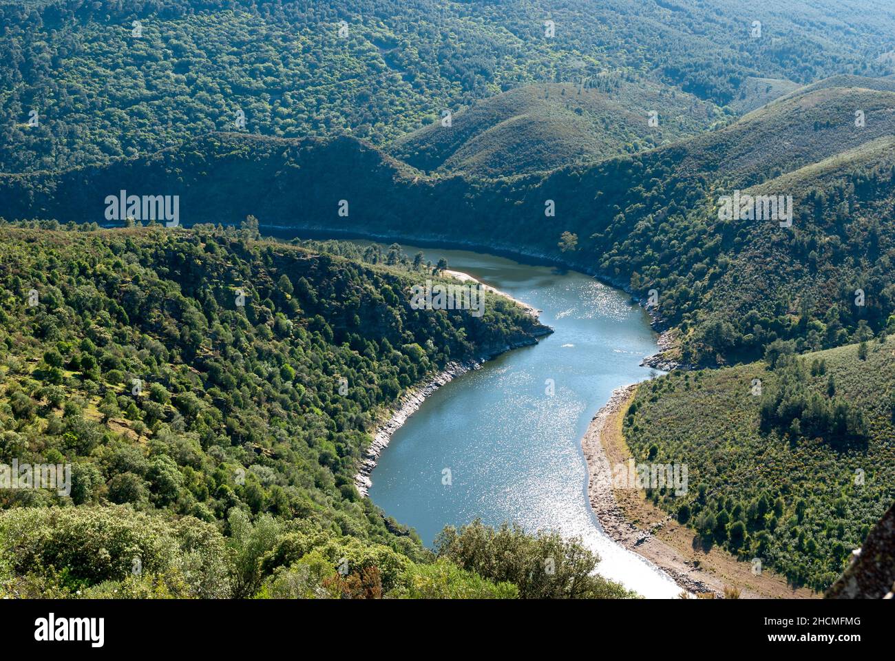 Méandres de la rivière Tage qui traverse Monfague en Extremadura Banque D'Images